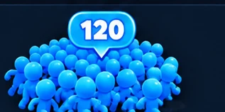Multidão azul com marcador 120